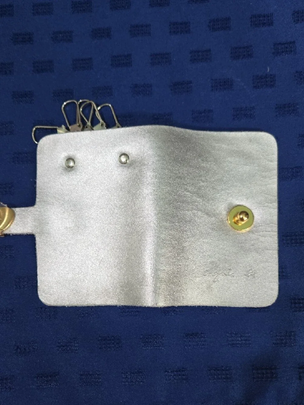 Agnes B. Silver Key Holder with Gold Flower Snap